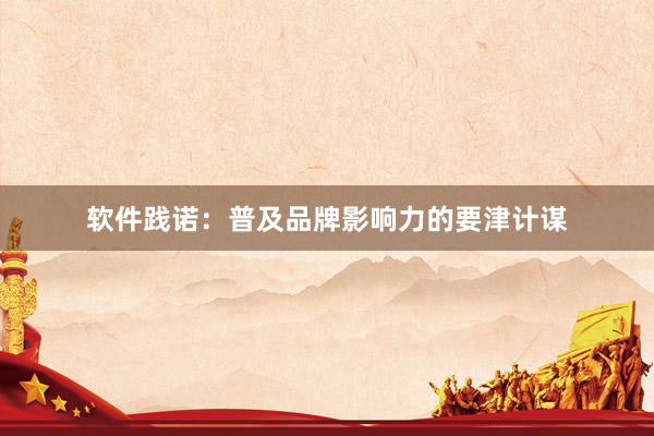 软件践诺：普及品牌影响力的要津计谋