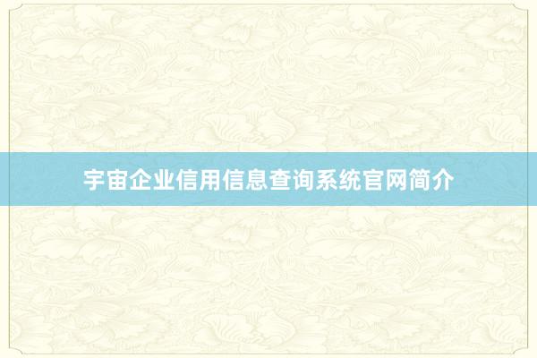 宇宙企业信用信息查询系统官网简介